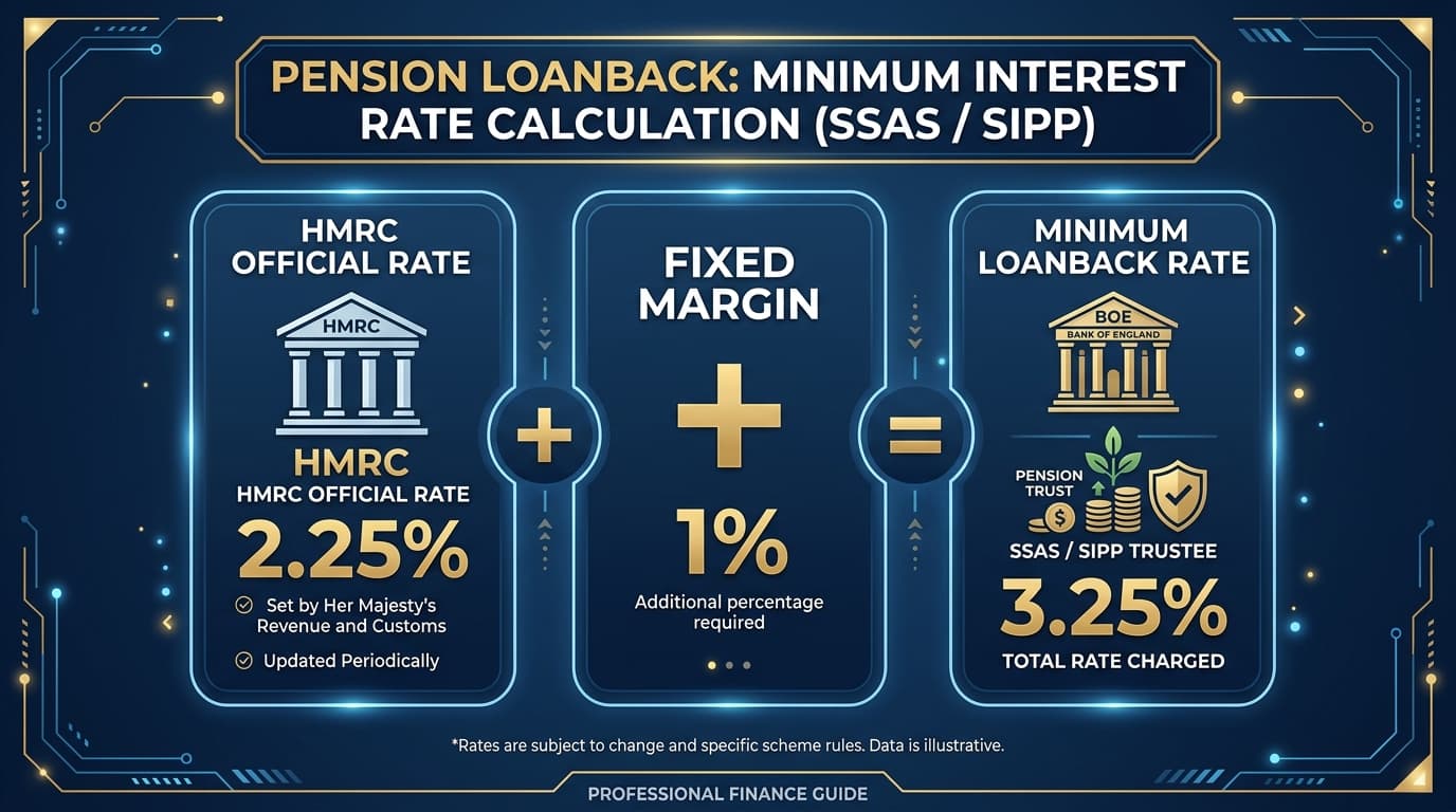Bank of England base rate and HMRC official rate comparison for SSAS loanback