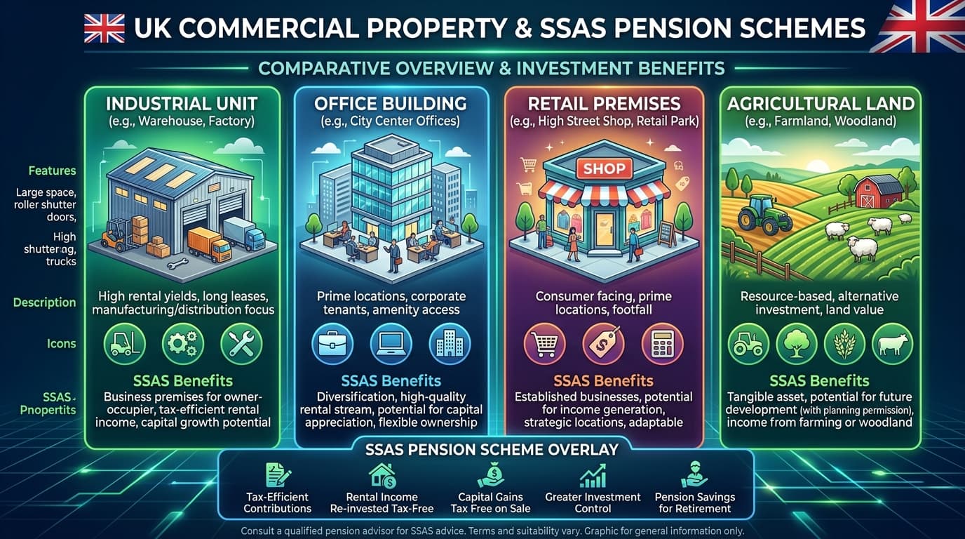 Comparison of different commercial property types available for SSAS pension investment
