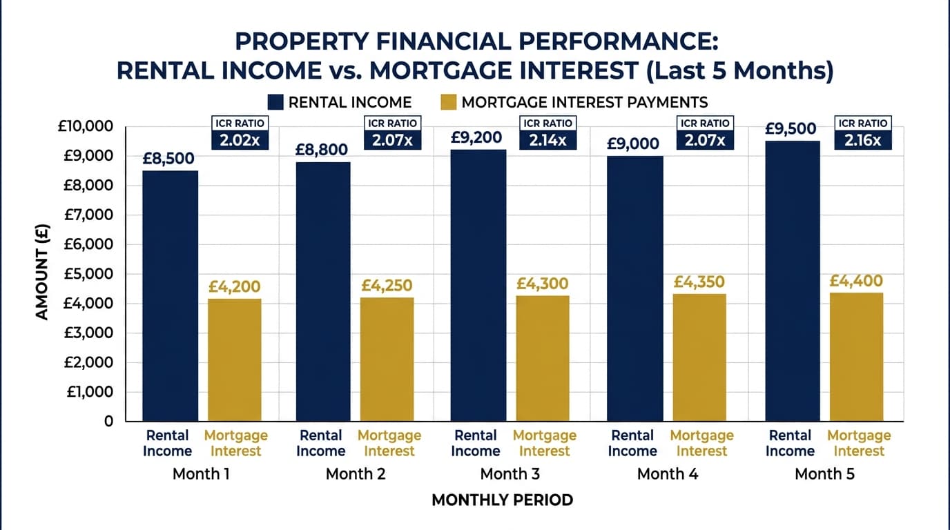 Chart showing interest coverage ratio calculation for SSAS property mortgage