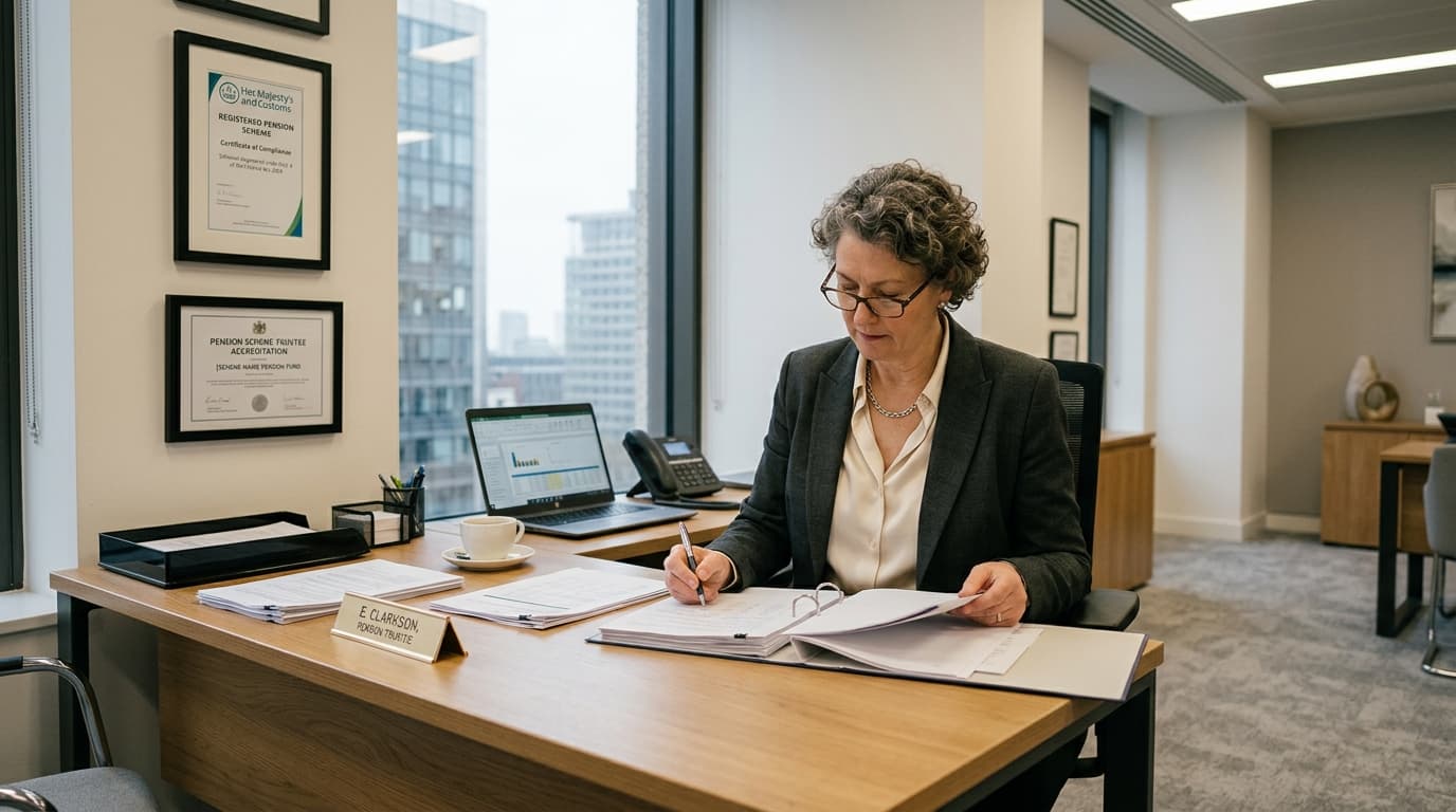 SSAS trustees reviewing HMRC compliance documentation for their pension scheme