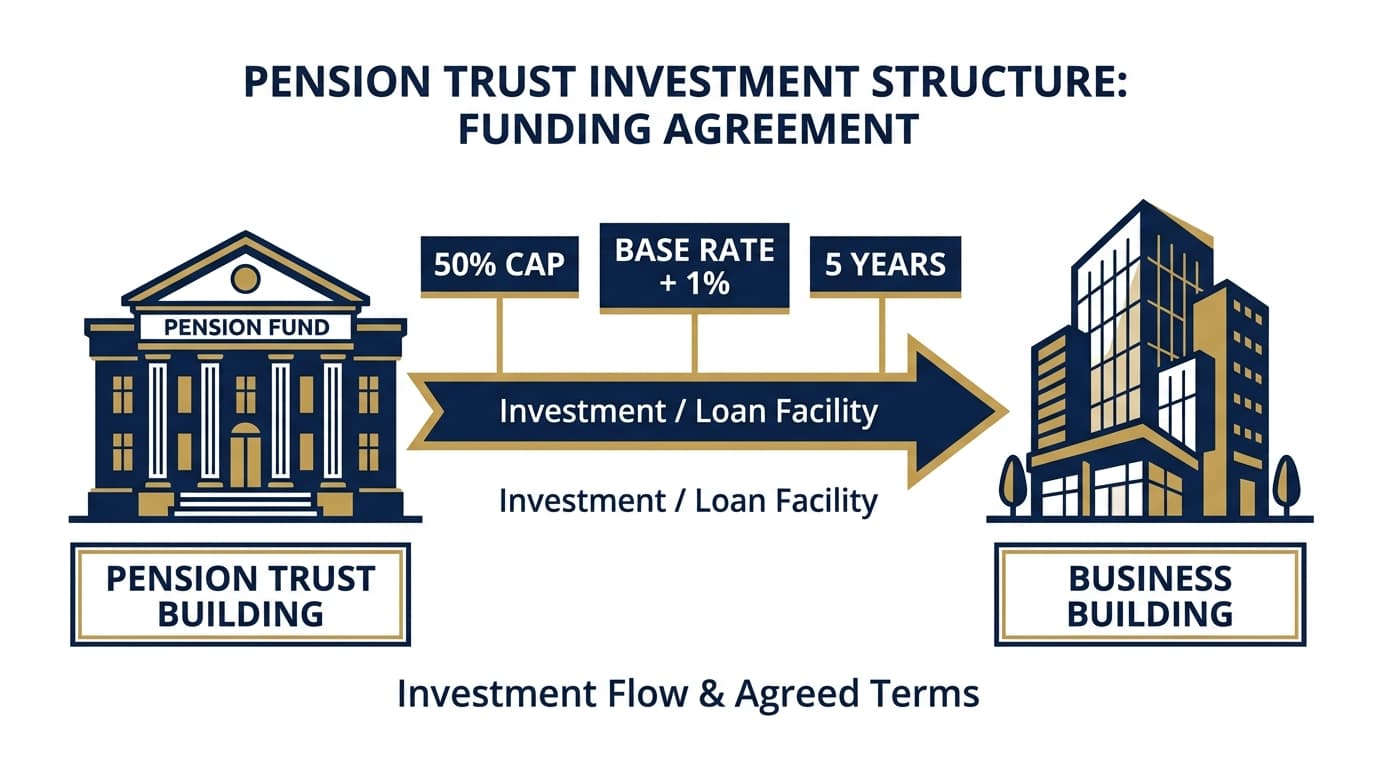Diagram showing money flowing from SSAS pension trust to sponsoring employer as a loanback