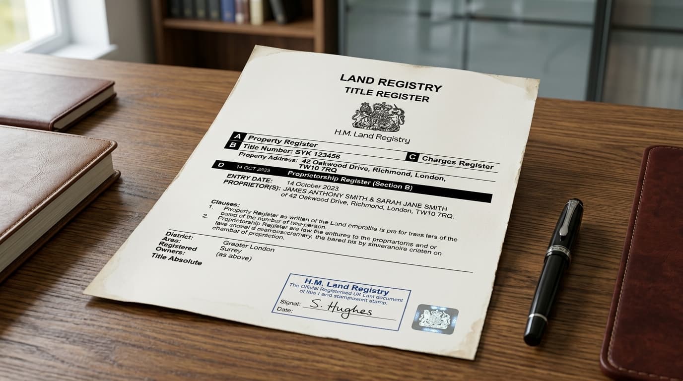 HM Land Registry official title document showing SSAS trustee names as registered proprietors